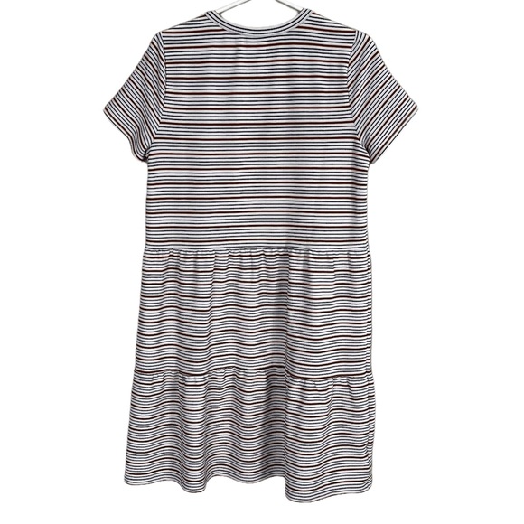 Loft Stripe Tiered Short Sleeve Knit Dress Medium - Picture 3 of 8